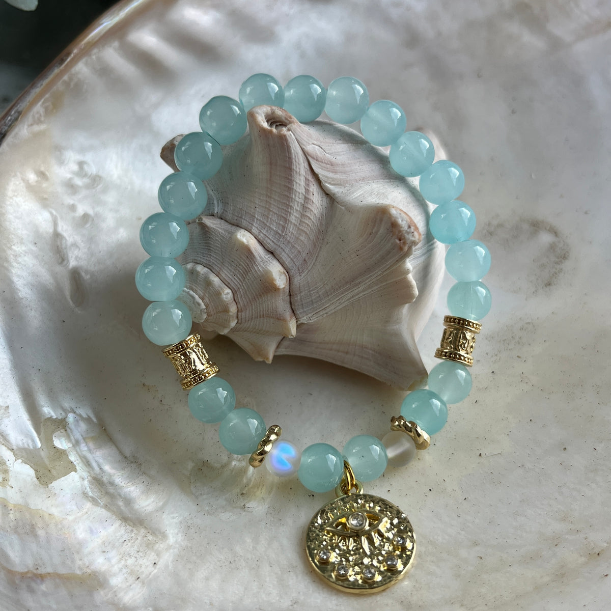 Soft Blue Glass Bead Bracelet